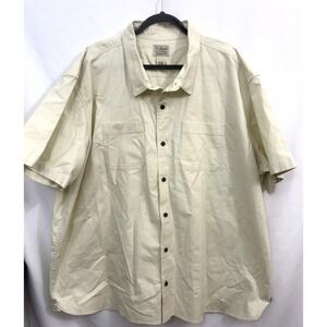 LL Bean Beanflex Twill Shirt Untucked Traditional Fit Button Ivory Mens Size 3XL